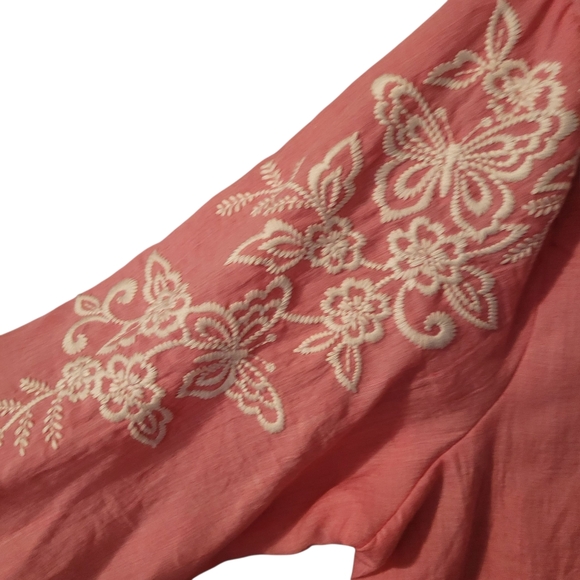 NWT Alfred Dunner Paradise Island pink embroidered top- L. U89 - Picture 3 of 9